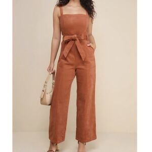 Lulu's Rust Jumpsuit with Tie Waist Curdoury